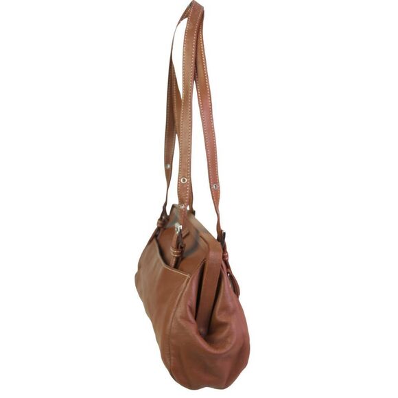 Tignanello BROWN GENUINE LEATHER MEDIUM TOP HANDLE SHOULDER BAG HANDBAG PURSE - Picture 3 of 14